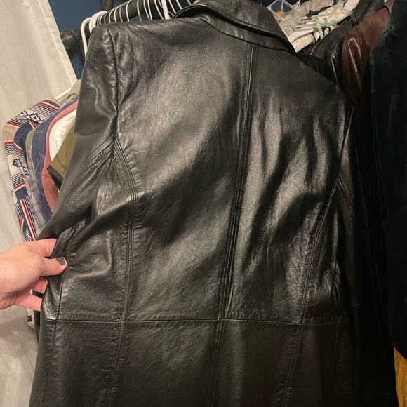 Vintage JLC New York 100% Genuine Leather Blazer Jacket Women's Black Size MED - Picture 10 of 11